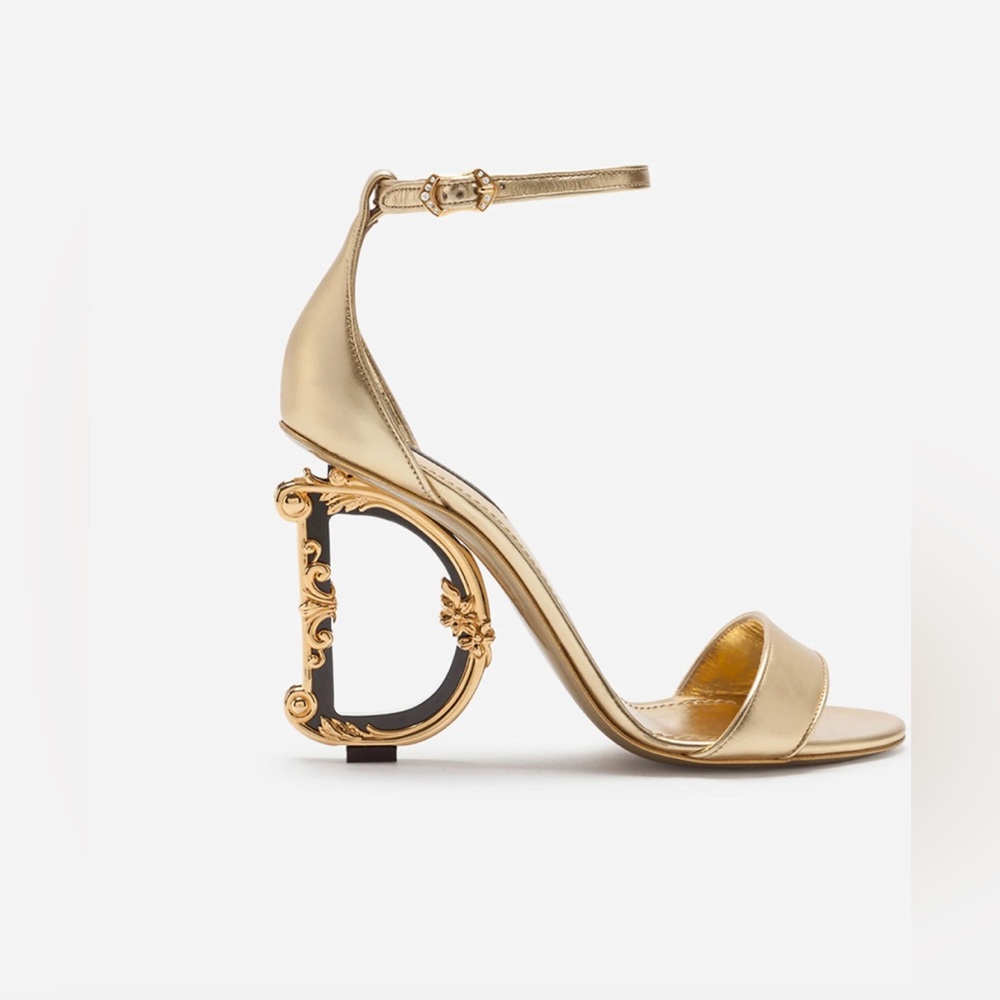 Nappa mordore sandals with baroque DG heel